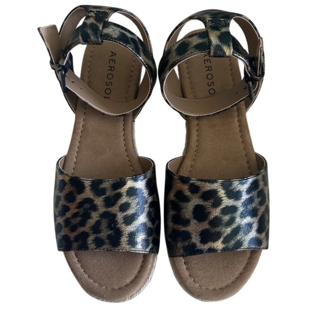 Aerosoles Women's Demarest Leopard Espadrille Sandals Size 6.5 New In Box